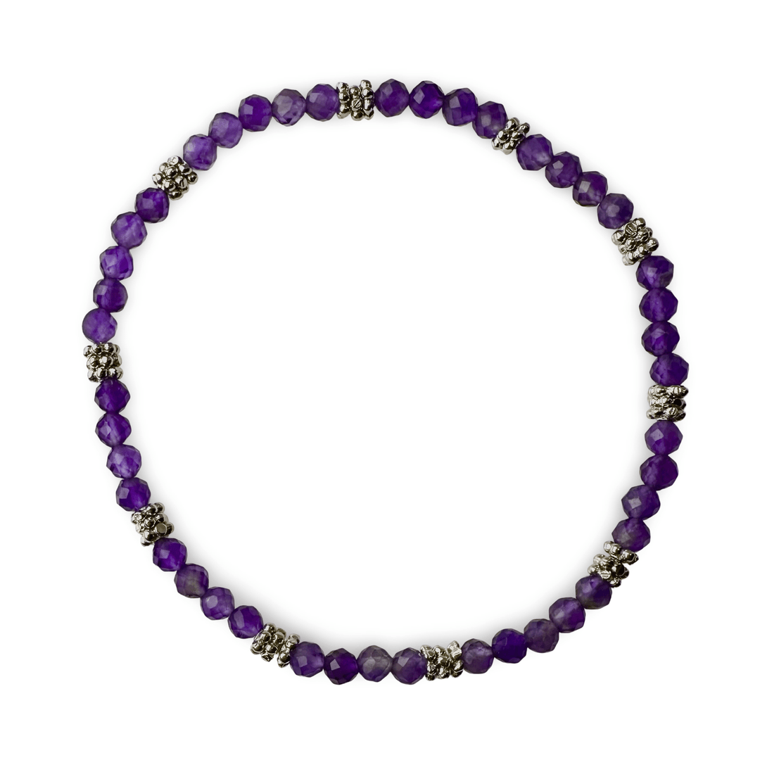 Mala - Armband mit Amethyst und Silber - Atelier Tibet