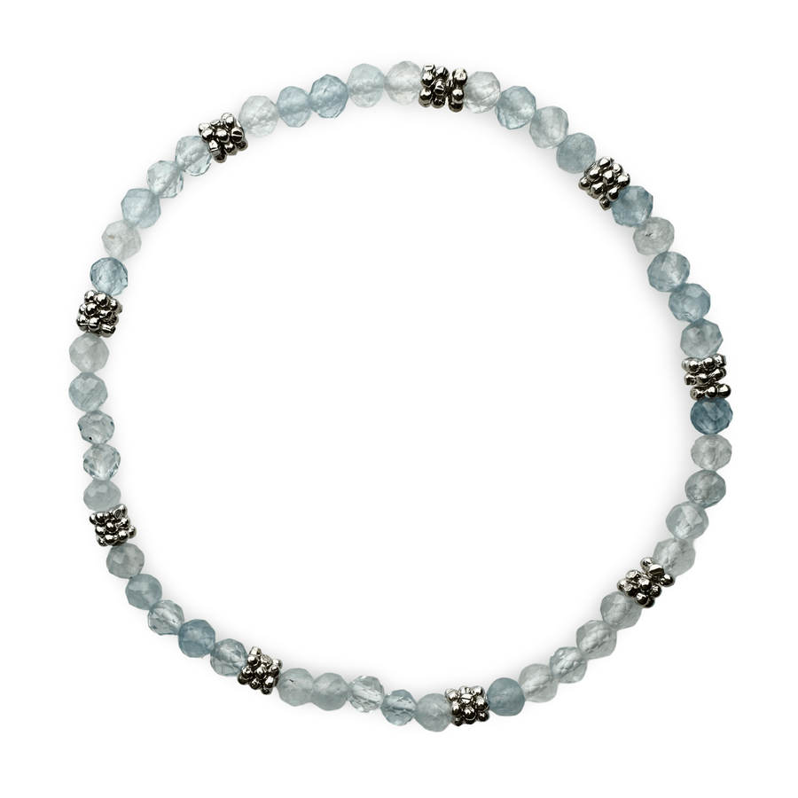 Mala - Armband mit Aquamarin und Silber - Atelier Tibet