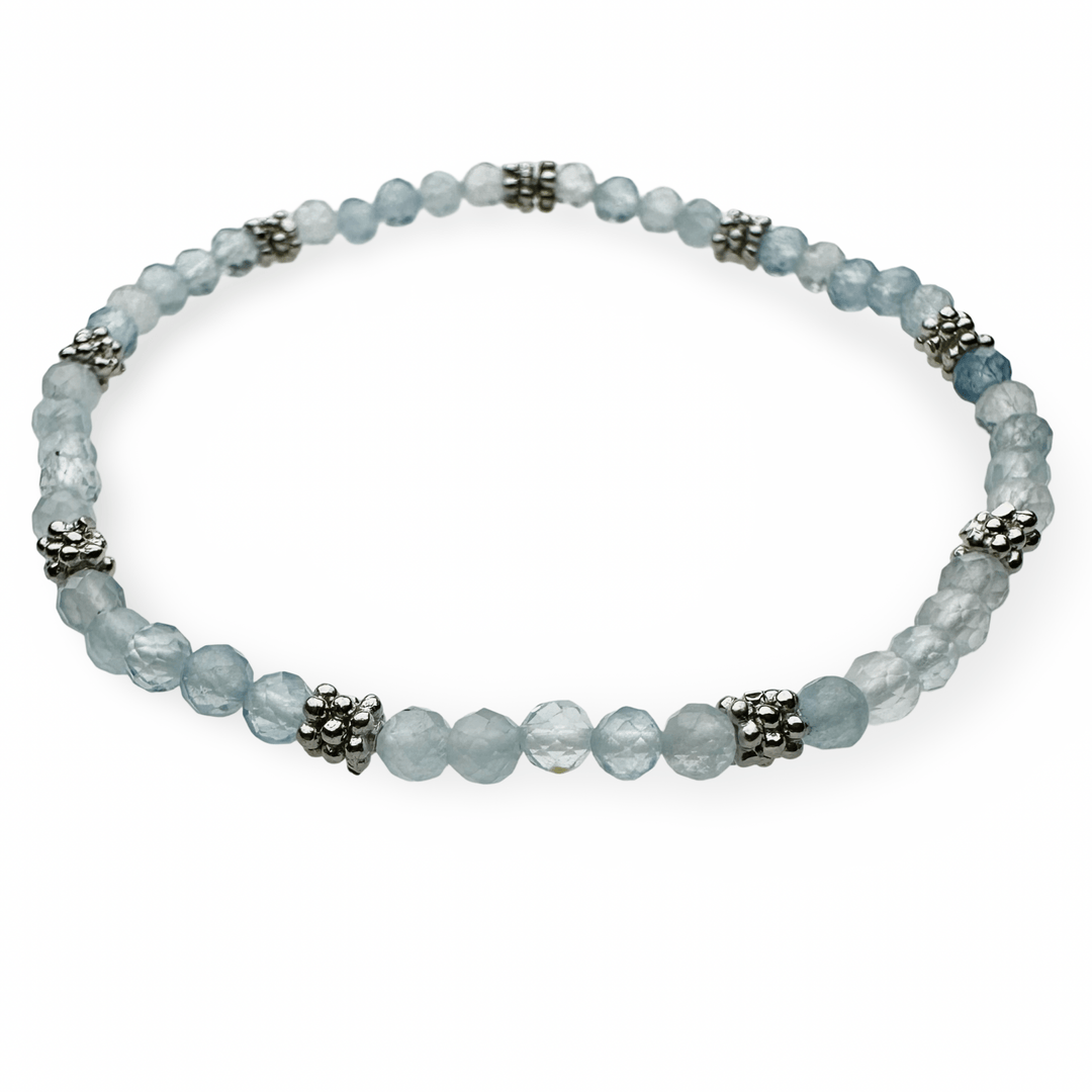 Mala - Armband mit Aquamarin und Silber - Atelier Tibet