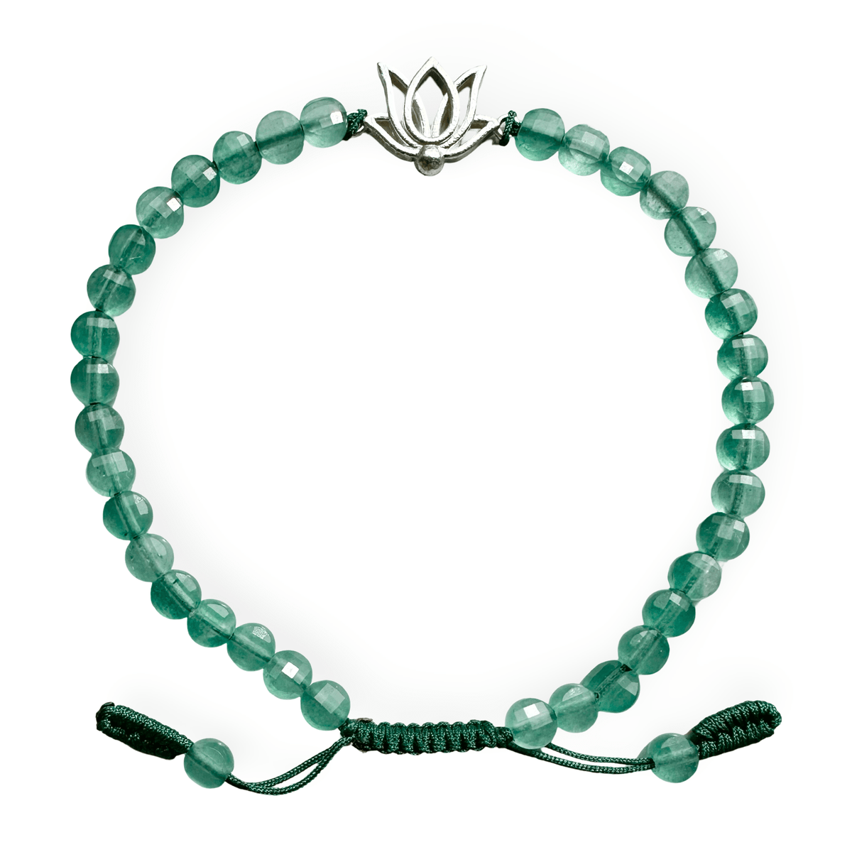 Mala - Armband mit Aventurin und einem Lotus - Anhänger aus Silber - Atelier Tibet