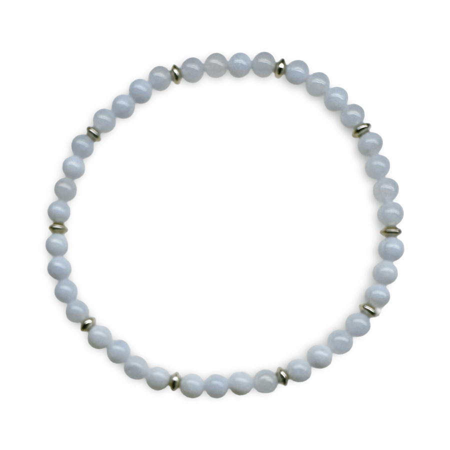 Mala - Armband mit Chalcedon und Silber - Atelier Tibet
