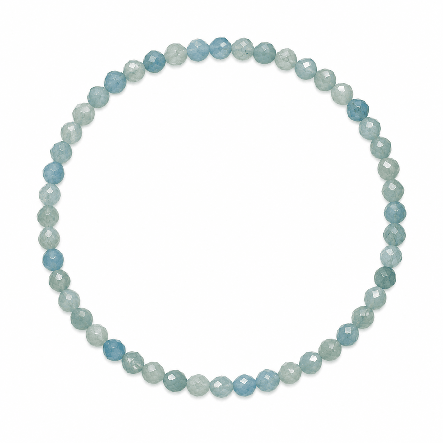 Mala Armband mit facettiertem Aquamarin (Ø 3 mm) - Atelier Tibet