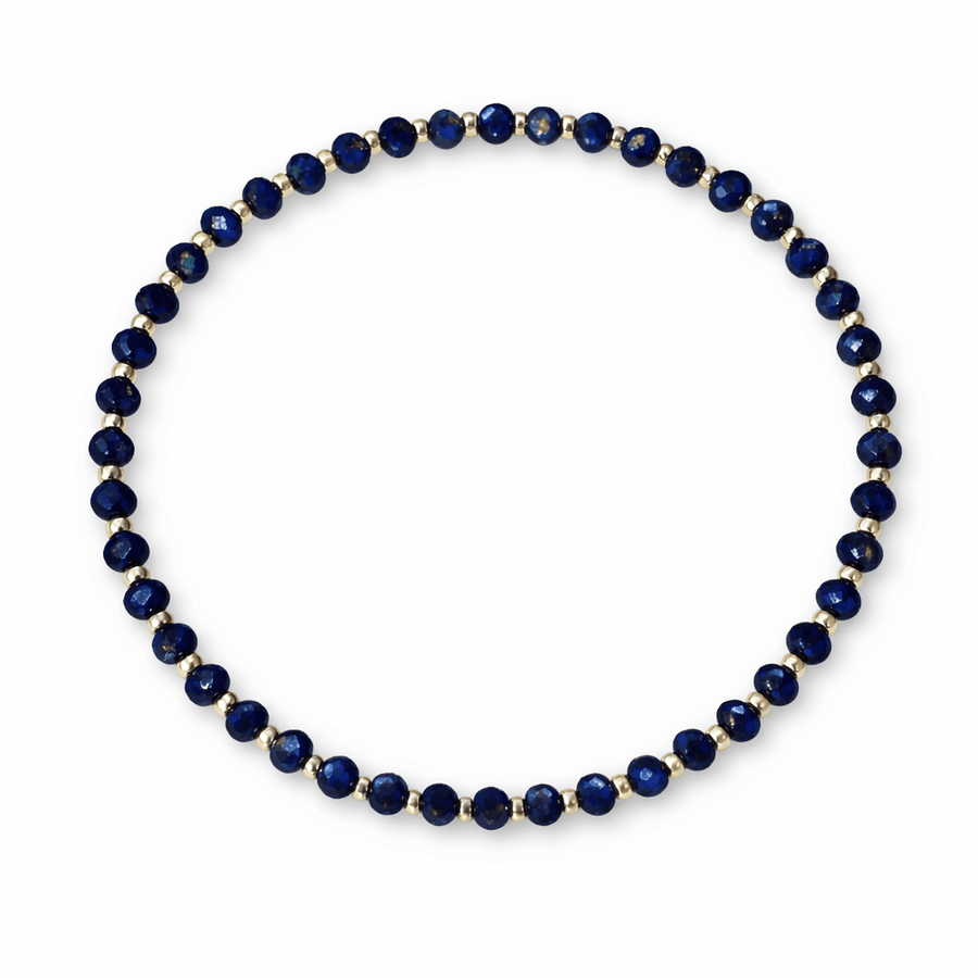 Mala - Armband mit facettiertem Lapis Lazuli und Silber - Atelier Tibet