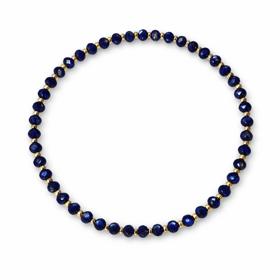 Mala - Armband mit facettiertem Lapis Lazuli und vergoldetem Silber - Atelier Tibet