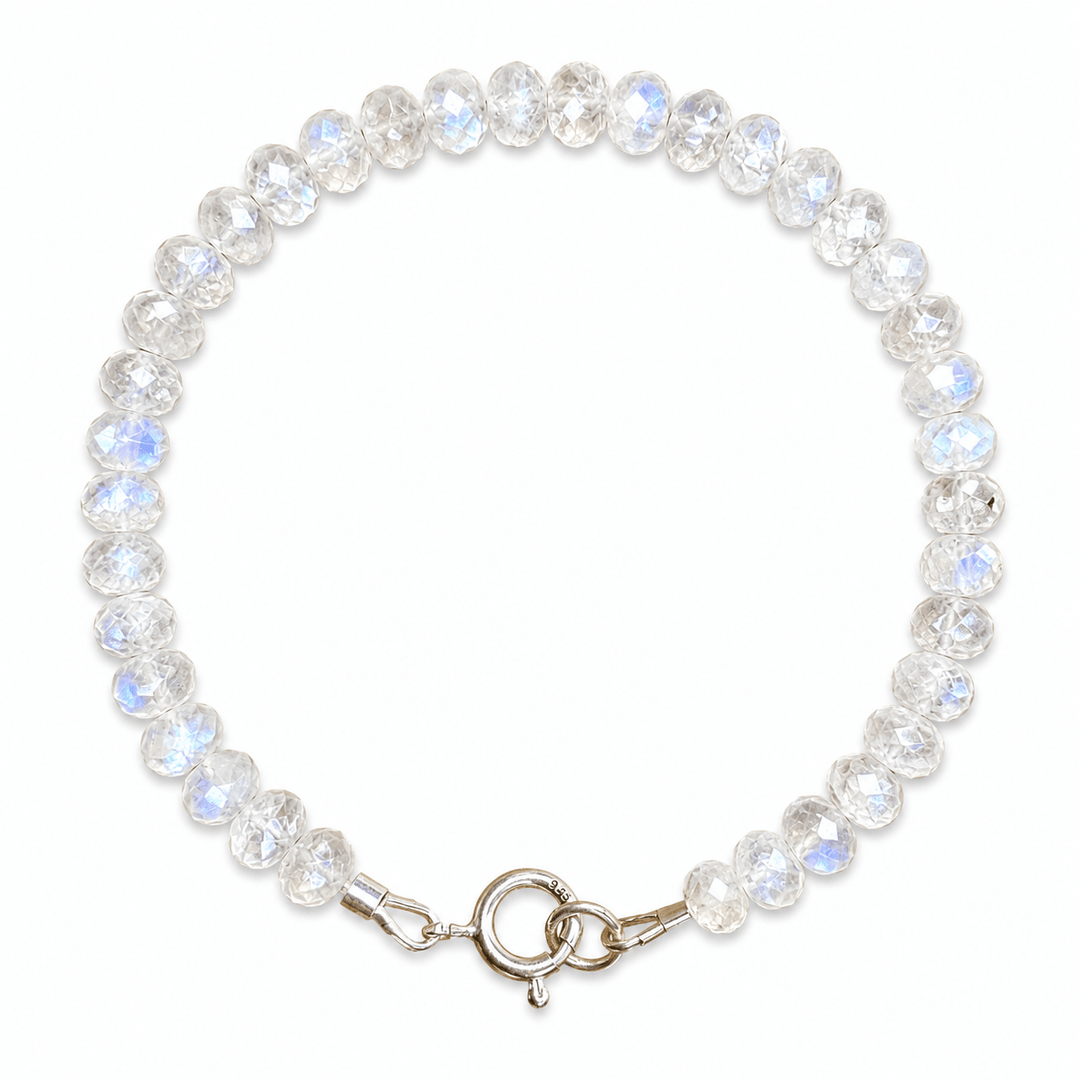 Mala Armband mit facettiertem Regenbogen Mondstein - Atelier Tibet