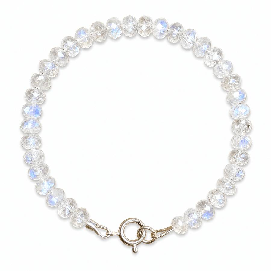 Mala Armband mit facettiertem Regenbogen Mondstein - Atelier Tibet