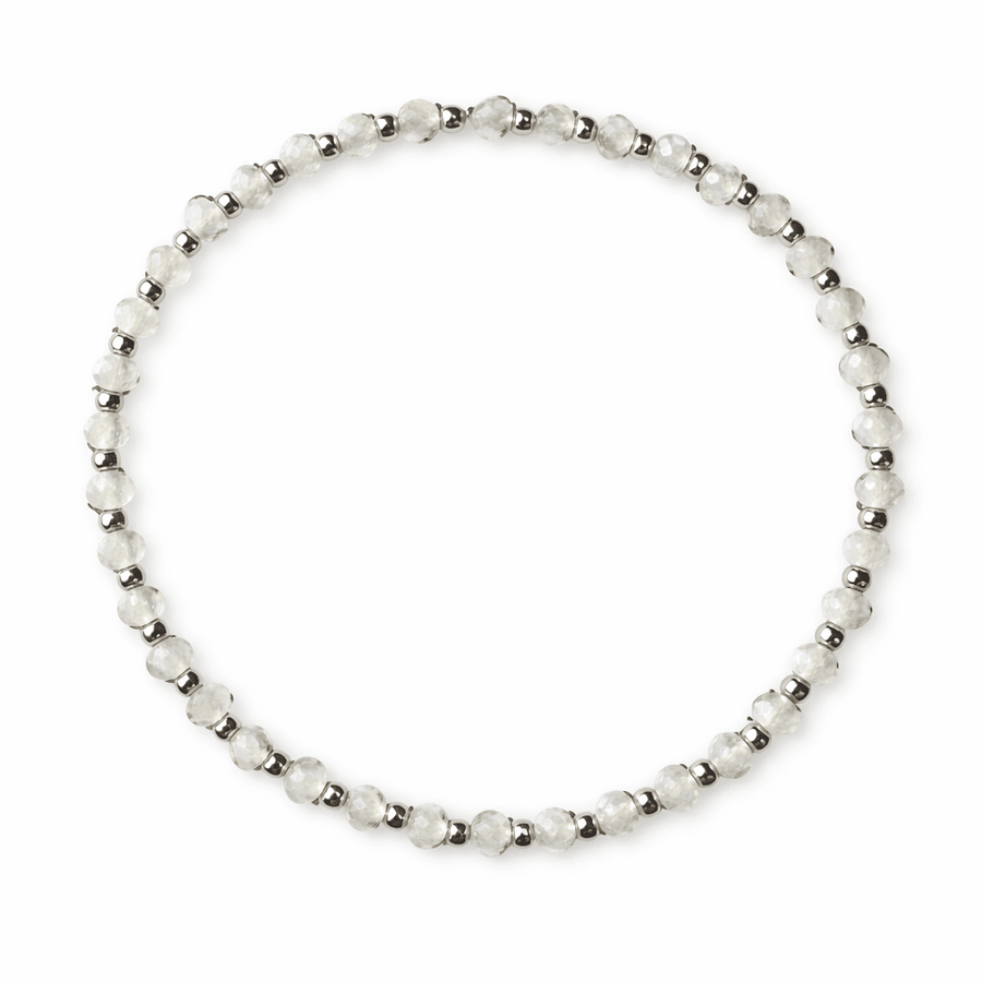 Mala - Armband mit facettiertem Regenbogen - Mondstein und Silber - Atelier Tibet