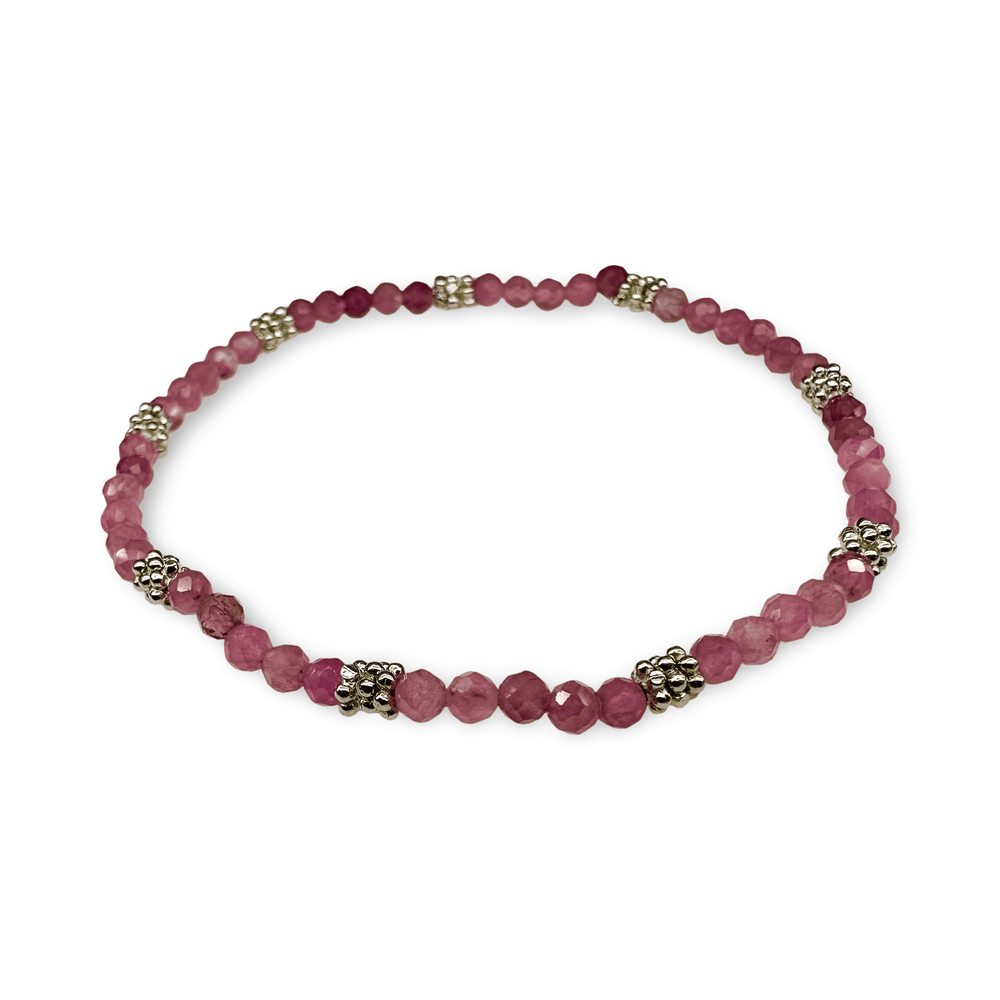 Mala - Armband mit facettiertem rosa Turmalin und Silber - Atelier Tibet
