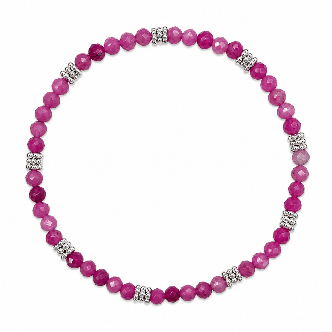 Mala-Armband mit facettiertem rosa Turmalin und Silber - Atelier Tibet
