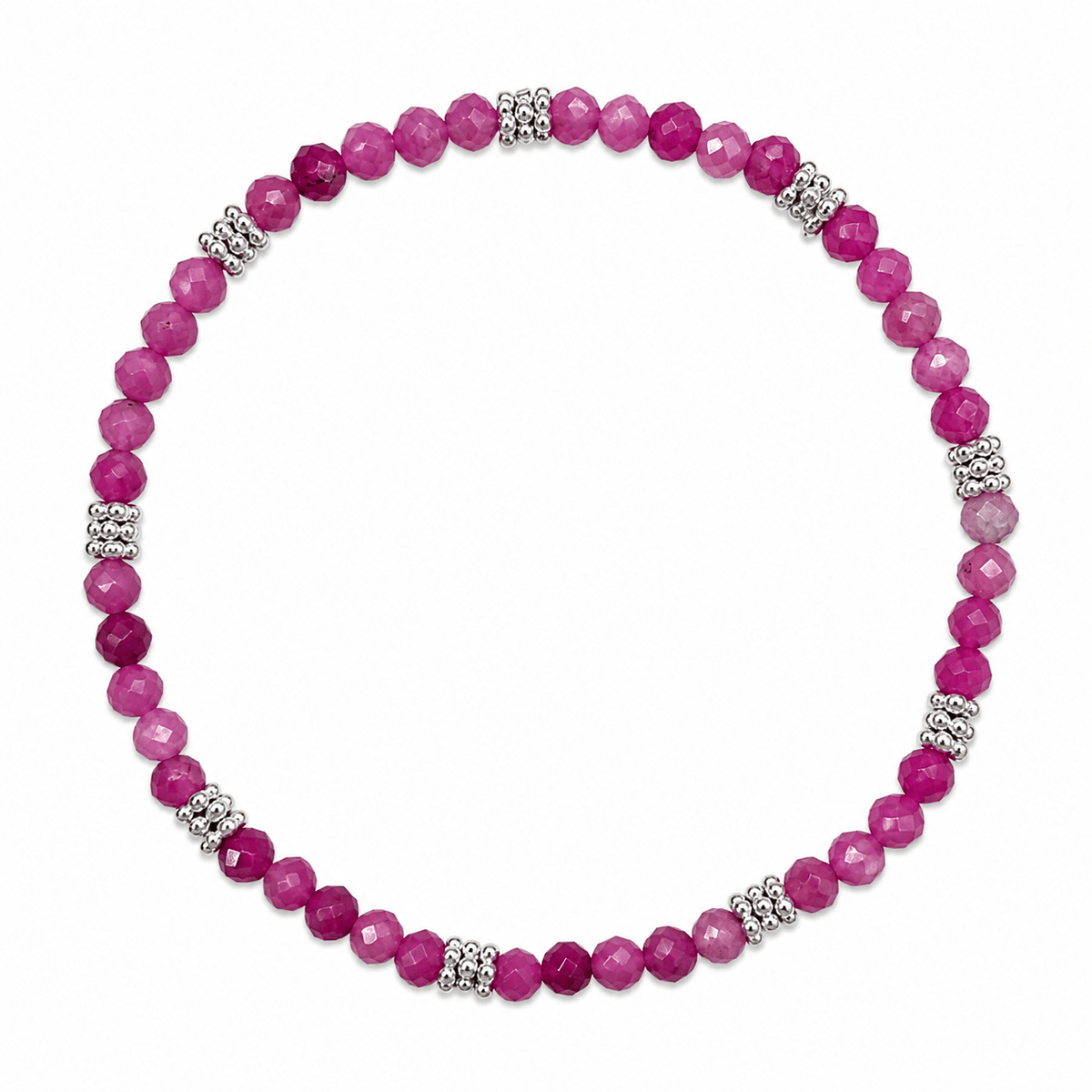 Mala-Armband mit facettiertem rosa Turmalin und Silber - Atelier Tibet