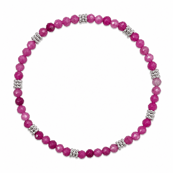 Mala-Armband mit facettiertem rosa Turmalin und Silber - Atelier Tibet
