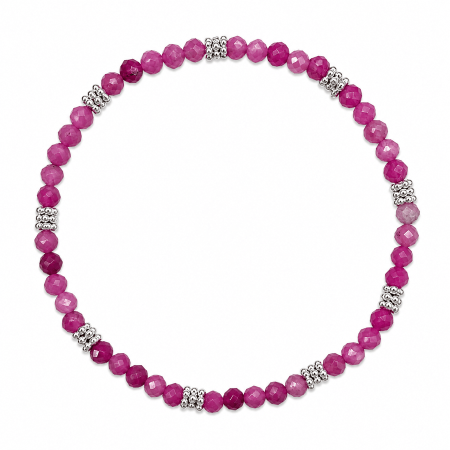 Mala-Armband mit facettiertem rosa Turmalin und Silber - Atelier Tibet