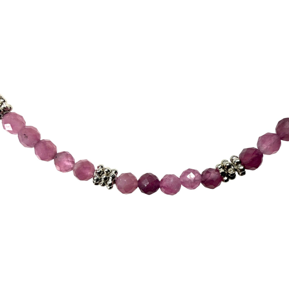 Mala-Armband mit facettiertem rosa Turmalin und Silber - Atelier Tibet