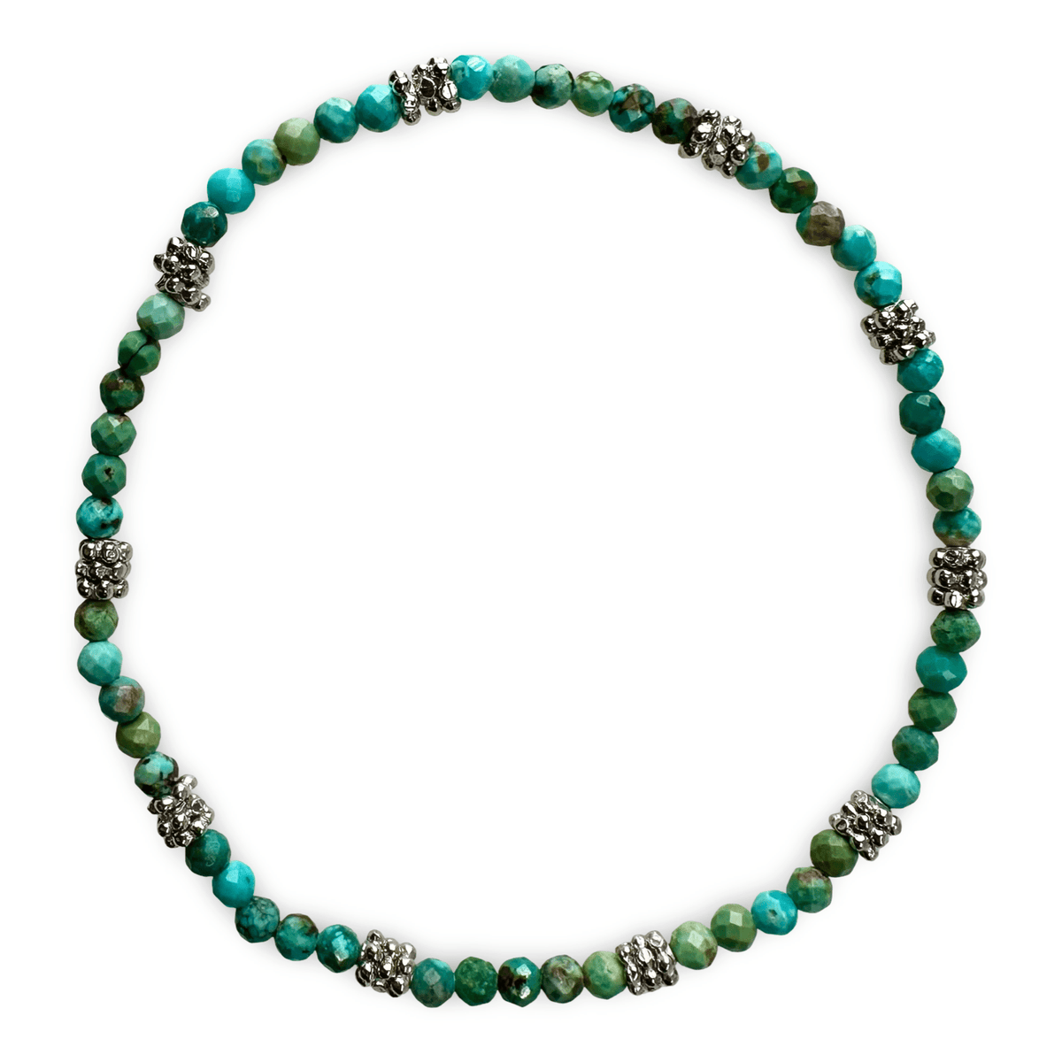 Mala - Armband mit facettiertem Türkis und Silber - Atelier Tibet