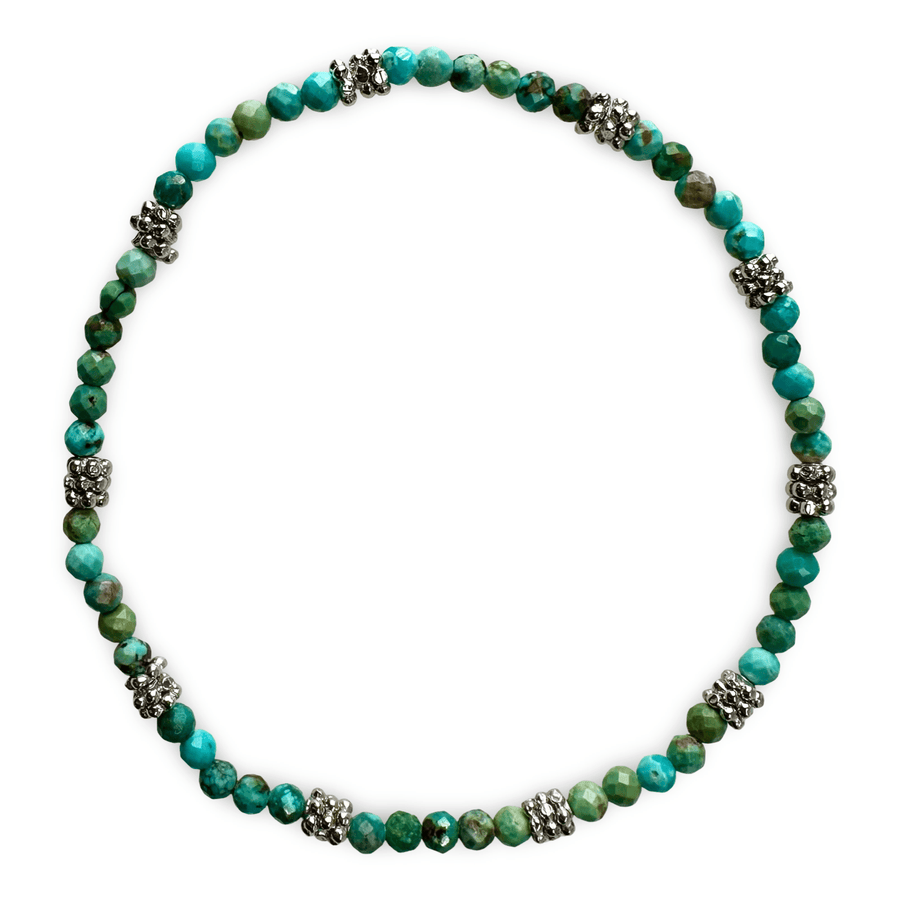 Mala - Armband mit facettiertem Türkis und Silber - Atelier Tibet