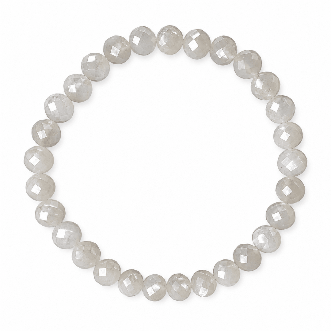 Mala - Armband mit facettiertem weissem Mondstein - Atelier Tibet