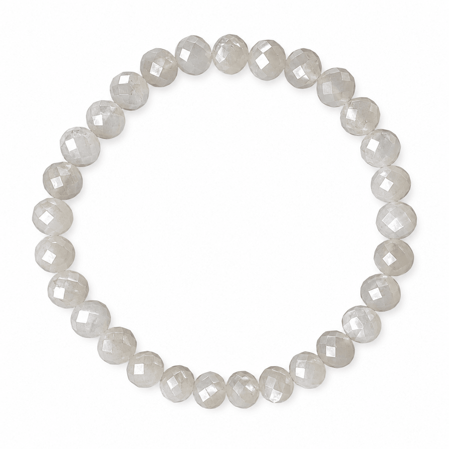 Mala - Armband mit facettiertem weissem Mondstein - Atelier Tibet