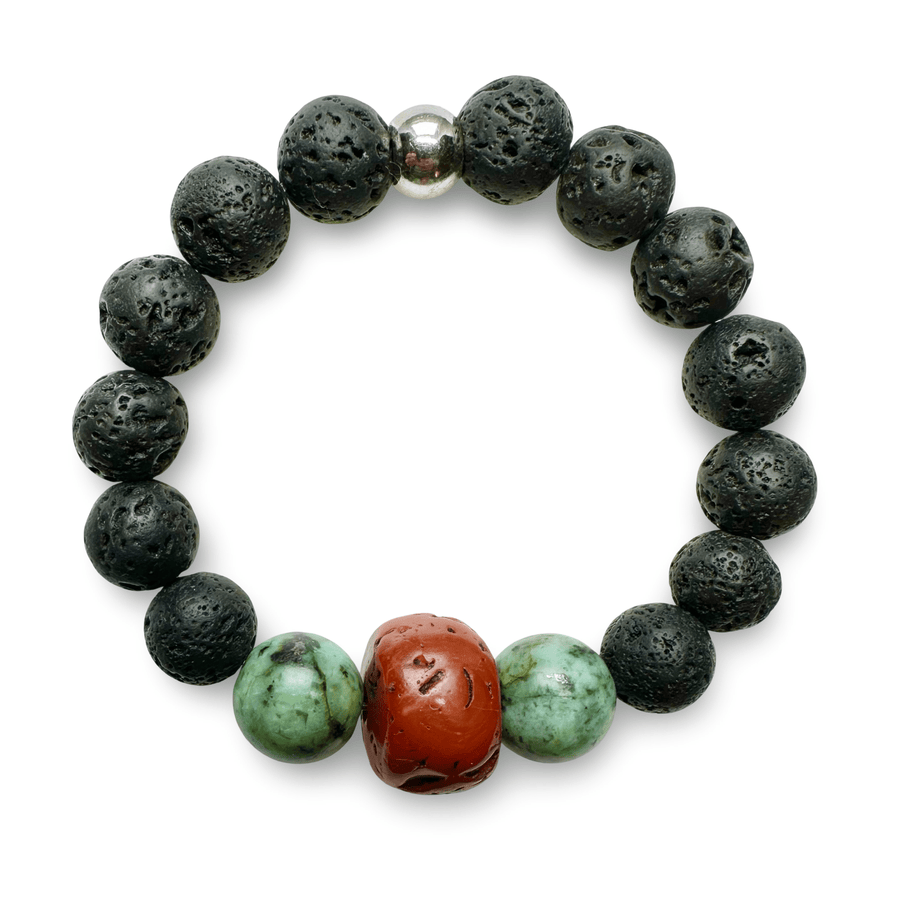 Mala - Armband mit Koralle, Türkis und Lavastein - Atelier Tibet