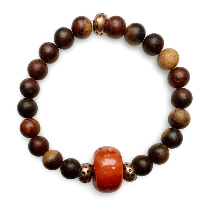 Mala - Armband mit Koralle und Rosenholz - Atelier Tibet