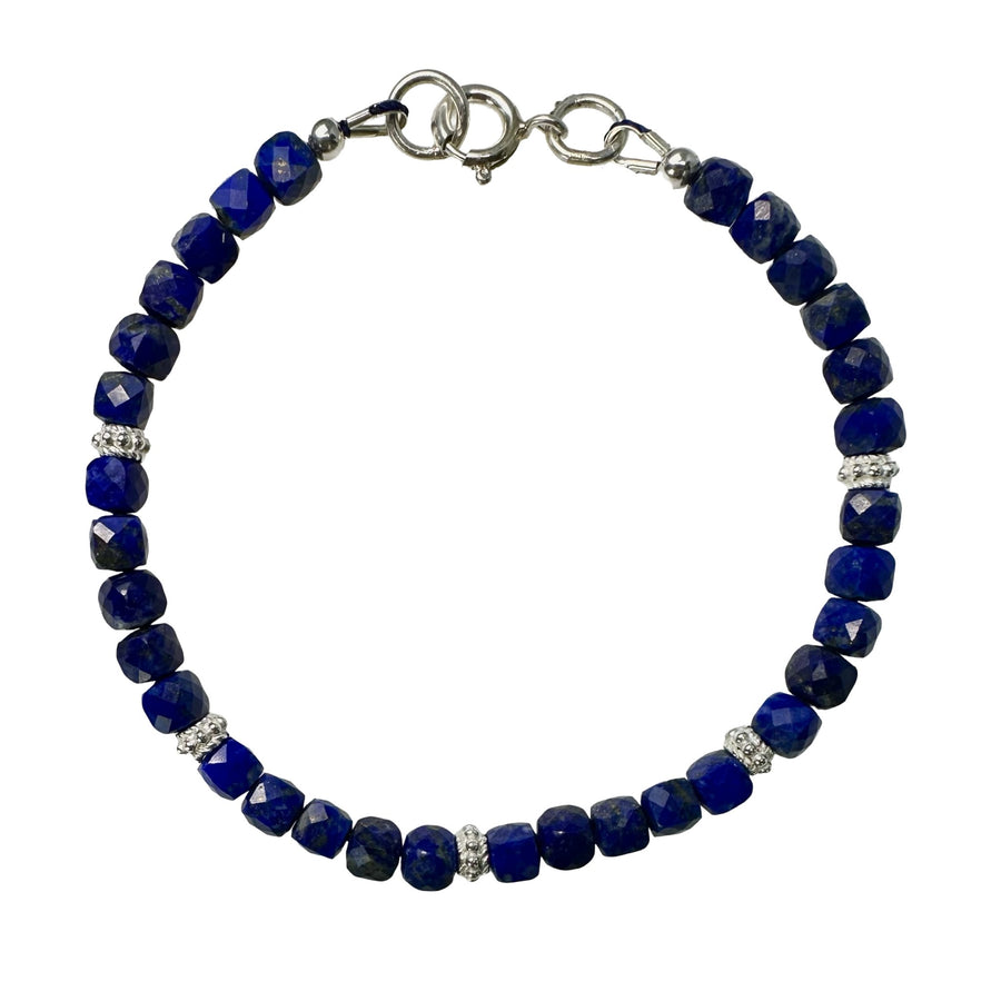 Mala - Armband mit Lapis Lazuli und Silberperlen - Atelier Tibet