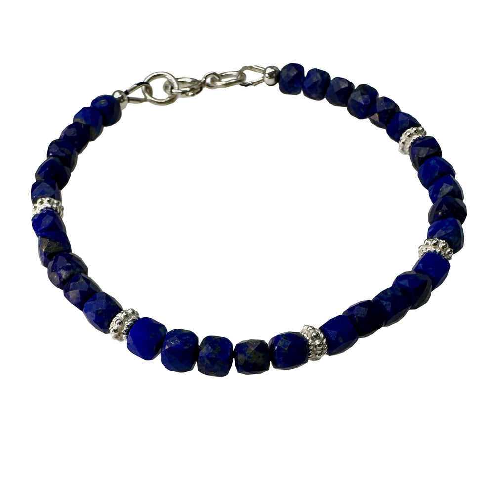 Mala - Armband mit Lapis Lazuli und Silberperlen - Atelier Tibet