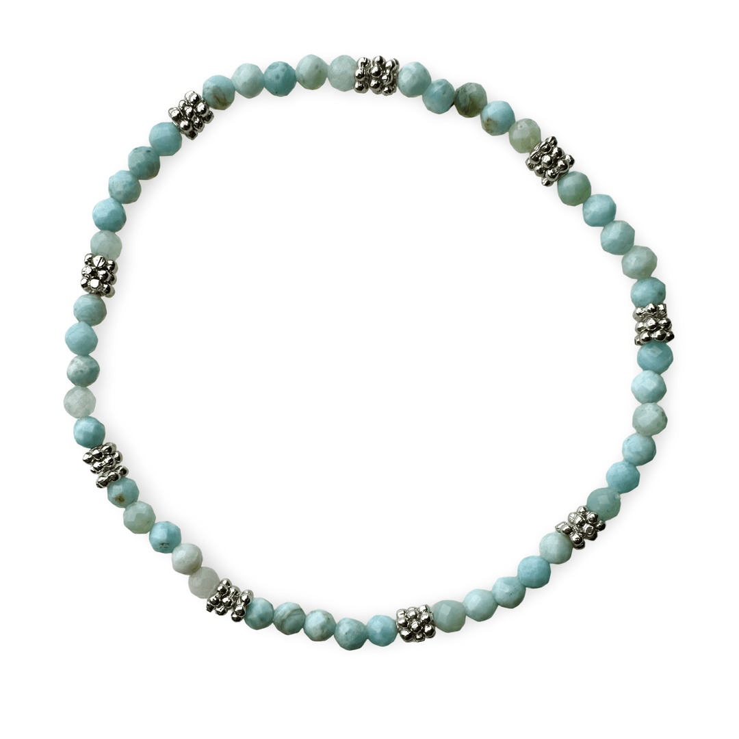 Mala - Armband mit Larimar und Silber - Atelier Tibet