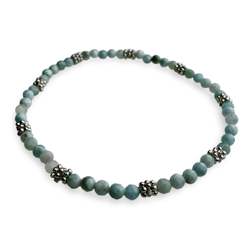 Mala - Armband mit Larimar und Silber - Atelier Tibet