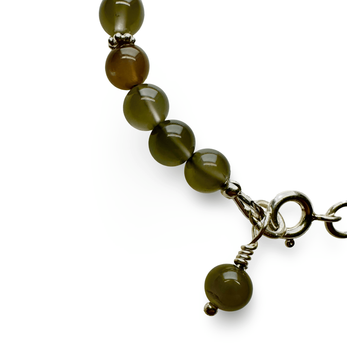 Mala Armband mit Mondsteinperlen und Silberelementen - Atelier Tibet