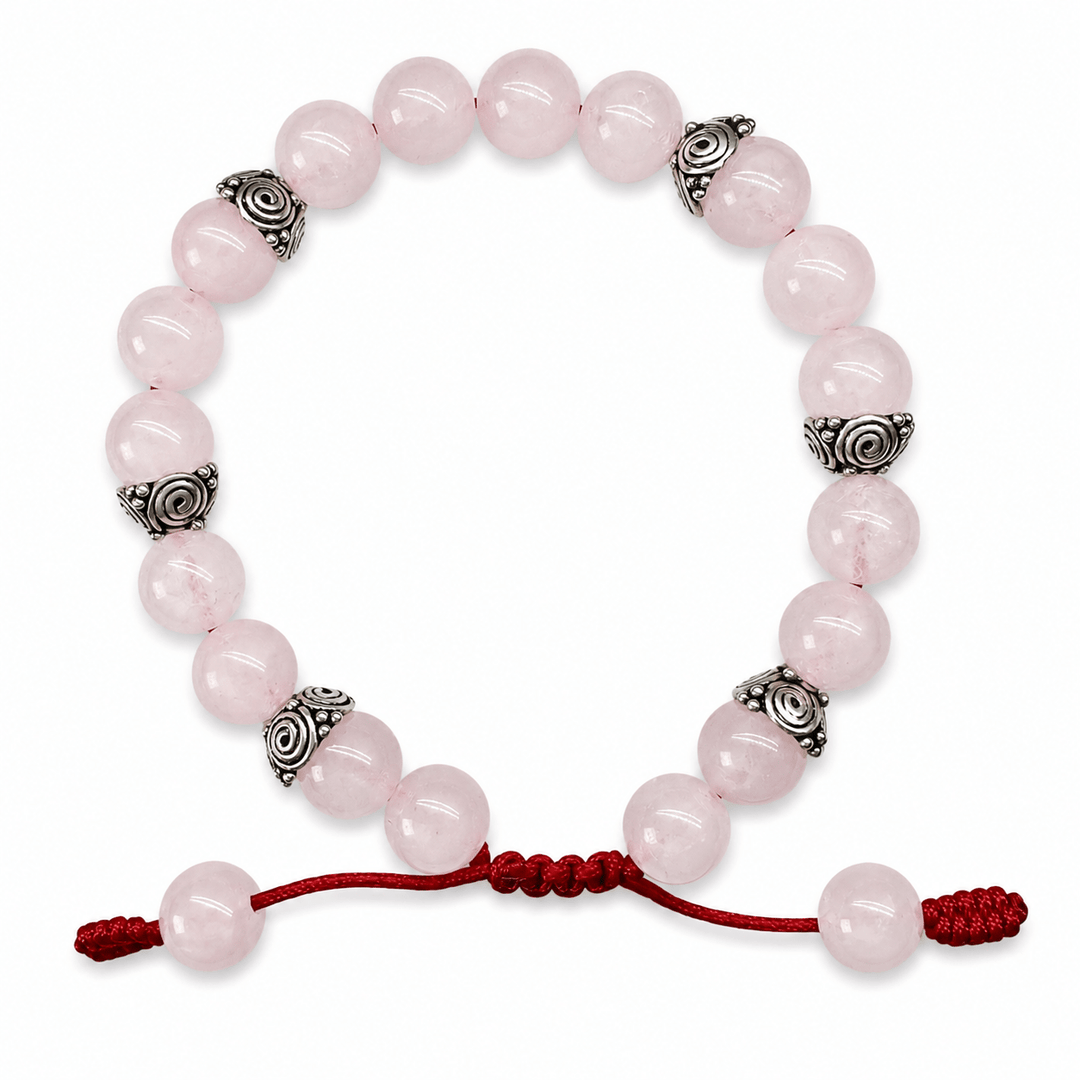 Mala - Armband mit Rosenquarz und Silber - Atelier Tibet