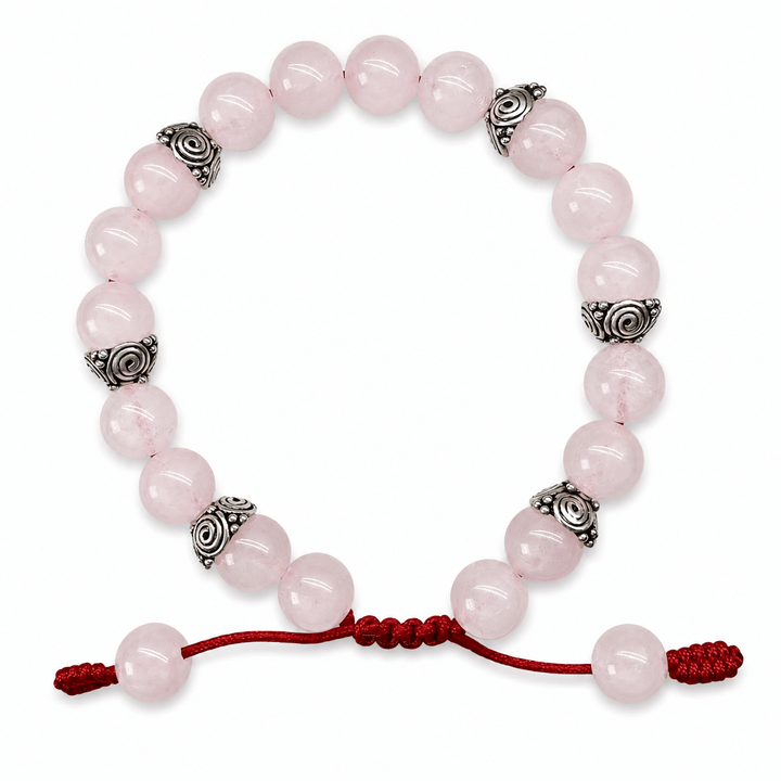 Mala - Armband mit Rosenquarz und Silber - Atelier Tibet