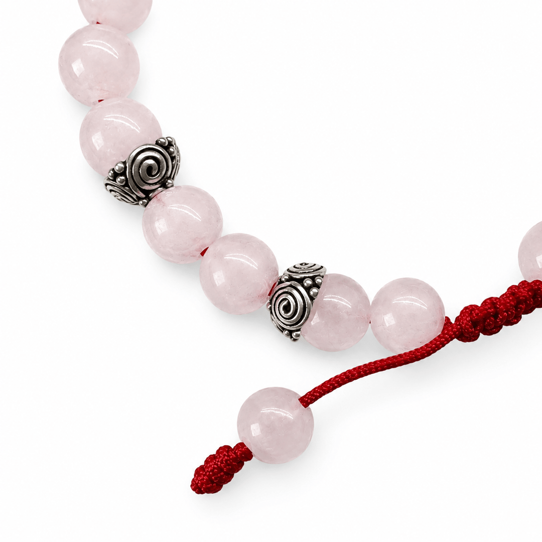 Mala - Armband mit Rosenquarz und Silber - Atelier Tibet
