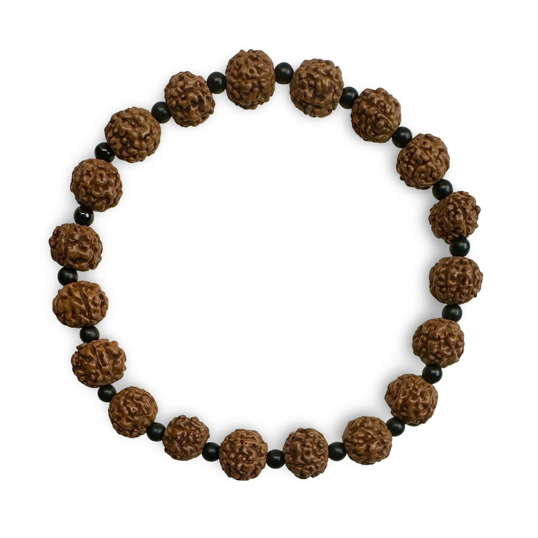 Mala - Armband mit Rudraksha und Onyx - Atelier Tibet