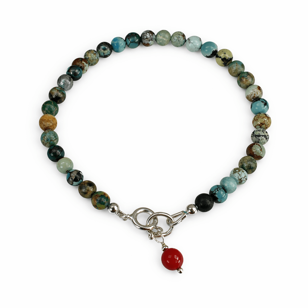 Mala - Armband Tibet - Türkis mit Koralle - Atelier Tibet