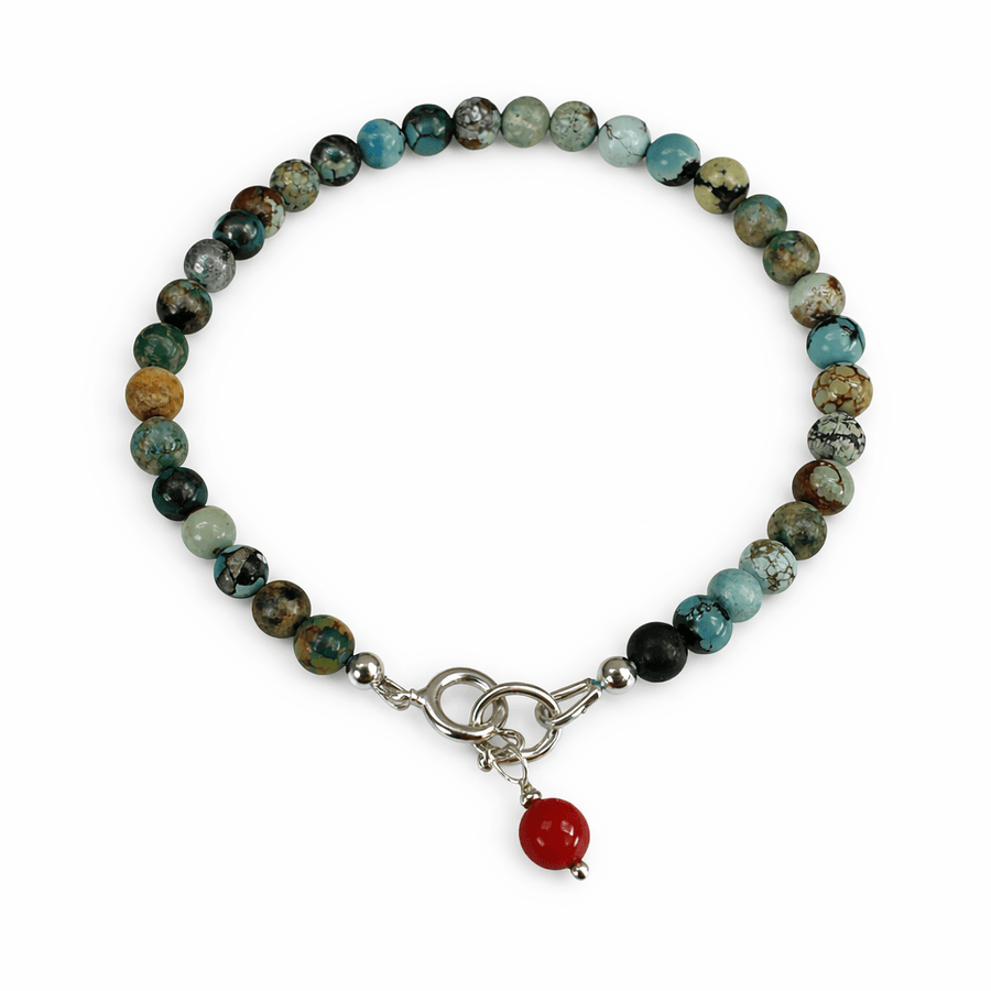 Mala - Armband Tibet - Türkis mit Koralle - Atelier Tibet
