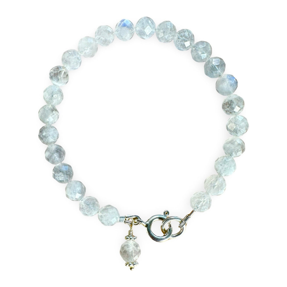 Mala Armbändchen mit facettiertem Regenbogen Mondstein - Atelier Tibet