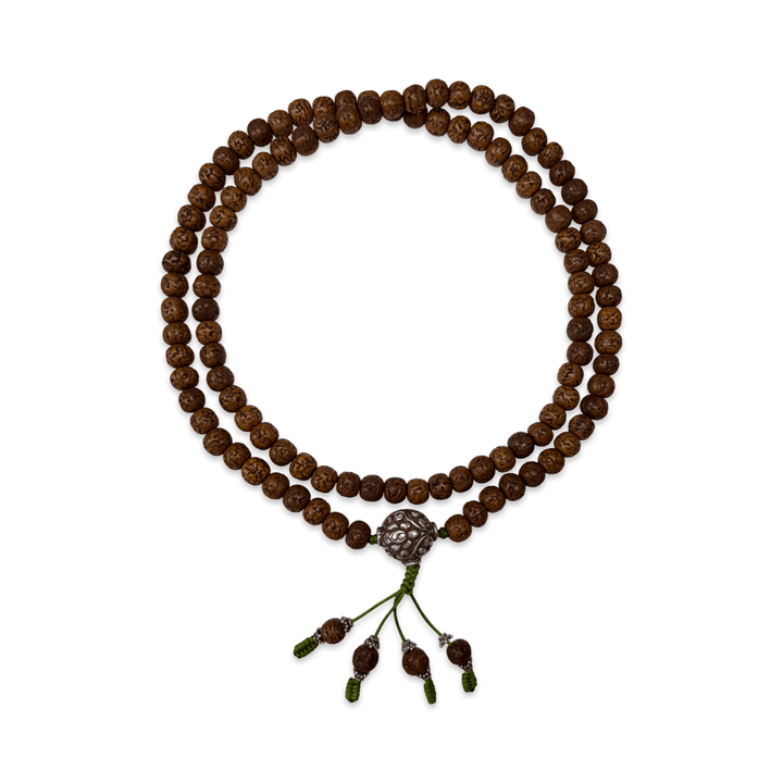 Mala aus Raktu-Samen mit handgefertigter Silberperle - Atelier Tibet