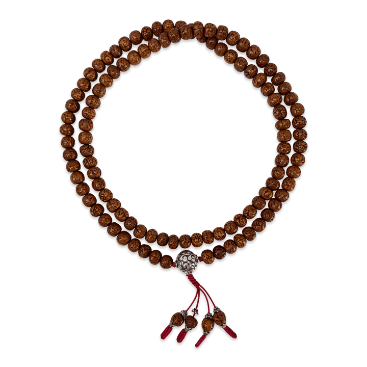 Mala aus Raktu-Samen mit handgefertigter Silberperle, 3 Farben - Atelier Tibet