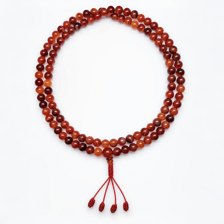 Mala aus rotem Achat – 8 mm - Atelier Tibet