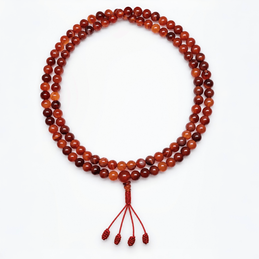 Mala aus rotem Achat – 8 mm - Atelier Tibet