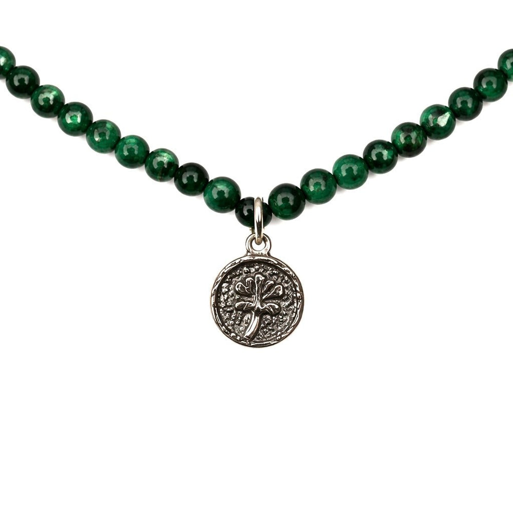 Malachit - Kette mit Lotusblüten - Medaillon - Atelier Tibet