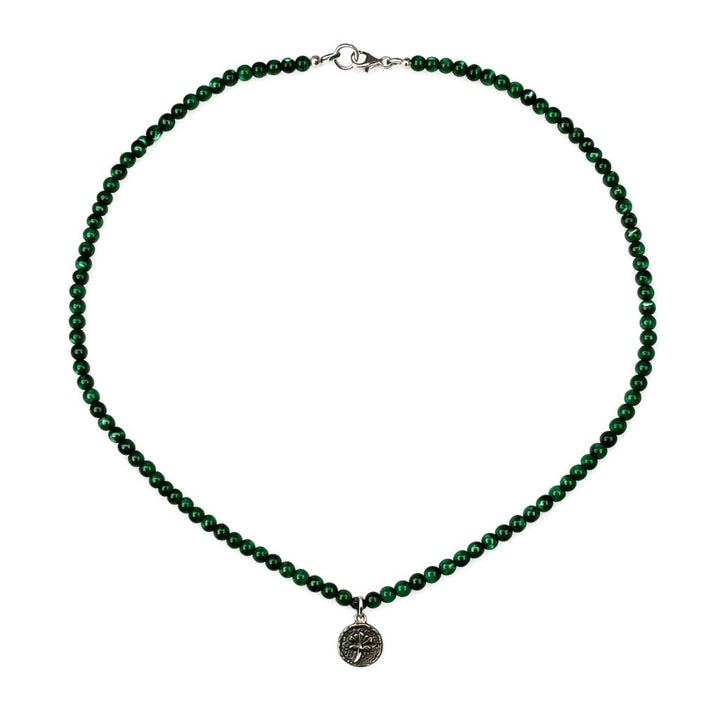 Malachit - Kette mit Lotusblüten - Medaillon - Atelier Tibet