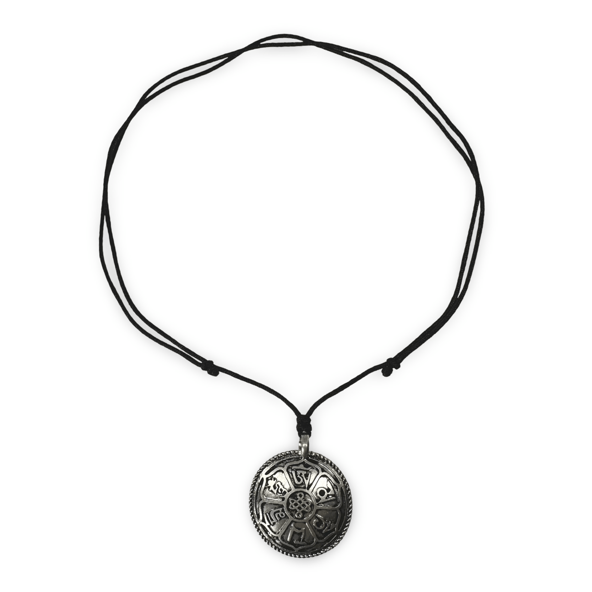 Mantra - Amulett aus Weissmetall mit Anhängerschnur - Atelier Tibet