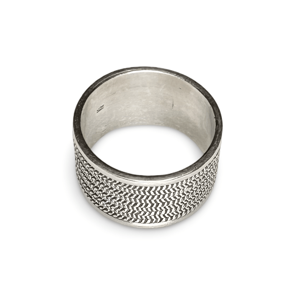Markanter Silberring mit Fischgrät - Optik - Atelier Tibet