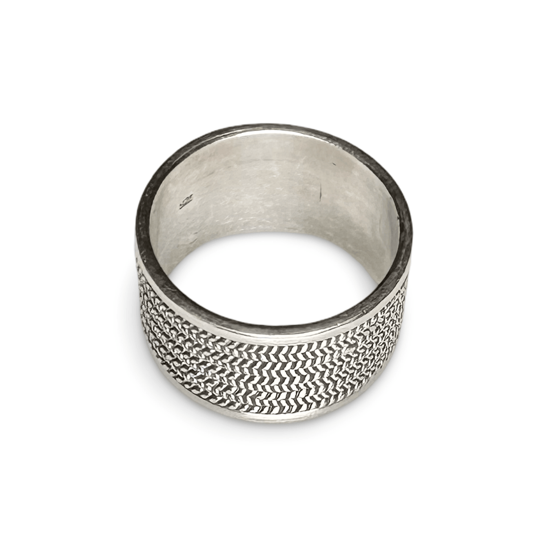 Markanter Silberring mit Fischgrät - Optik - Atelier Tibet