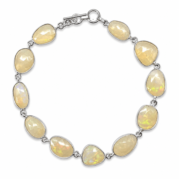 Markantes Armband aus Opal in Silberfassung - Atelier Tibet