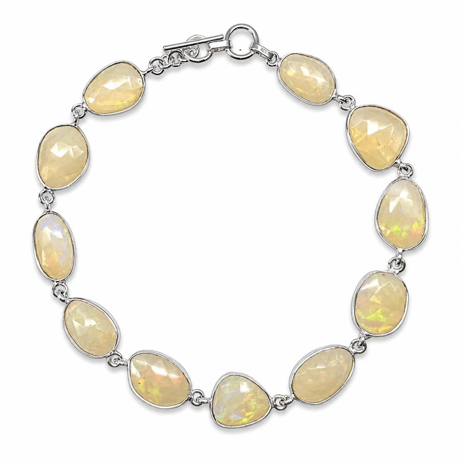Markantes Armband aus Opal in Silberfassung - Atelier Tibet