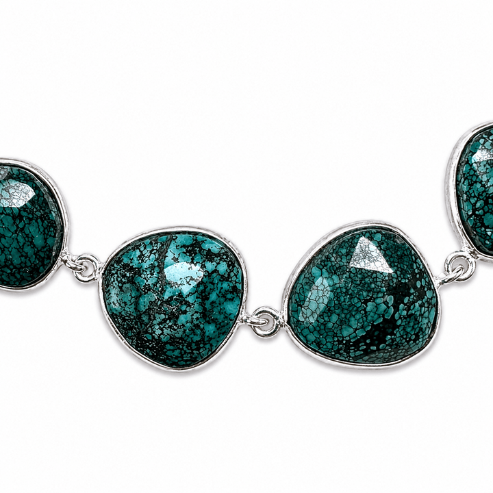 Markantes Armband aus Türkis in Silberfassung - Atelier Tibet
