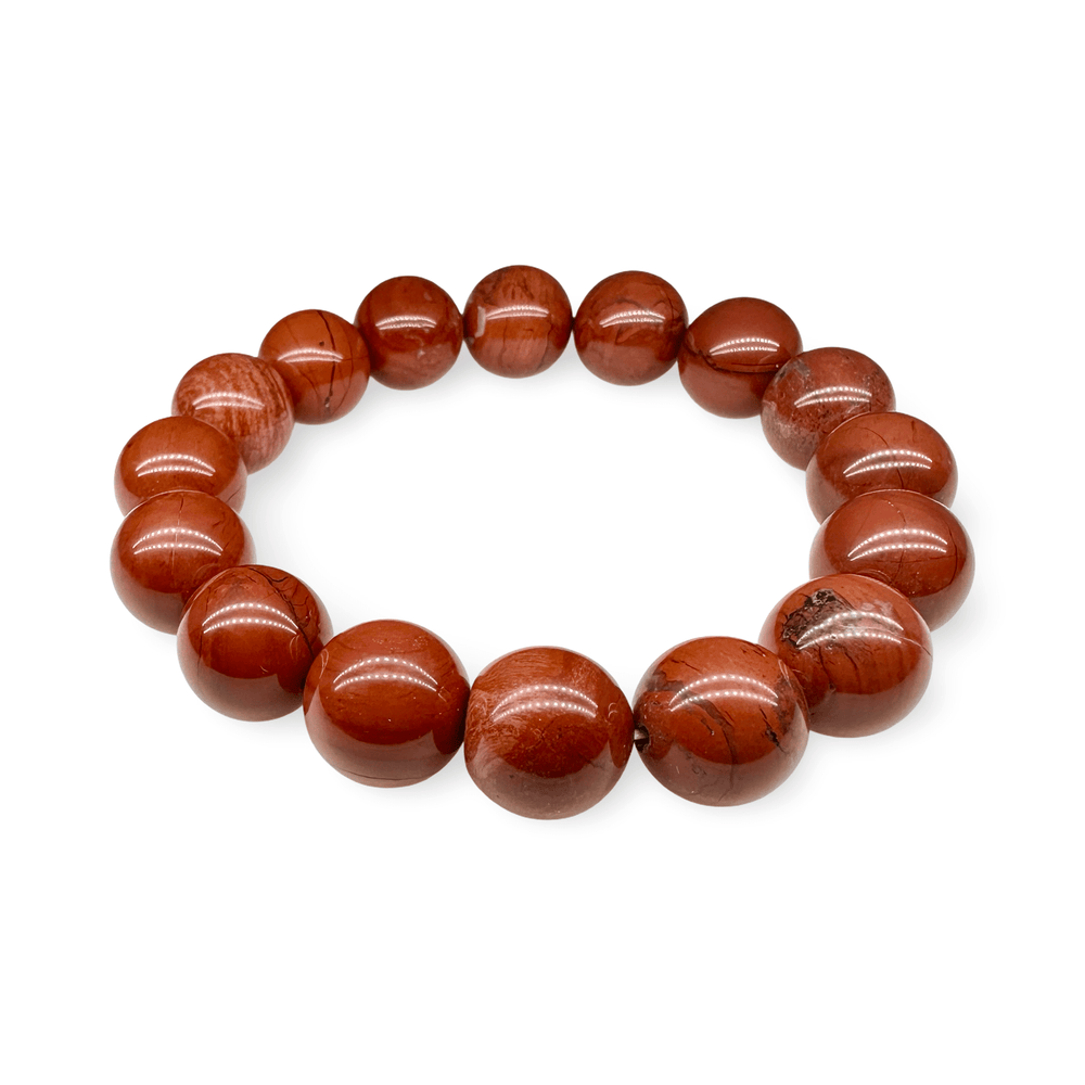 Markantes Mala Armband mit rotem Jaspis (Ø 12 mm) - Atelier Tibet