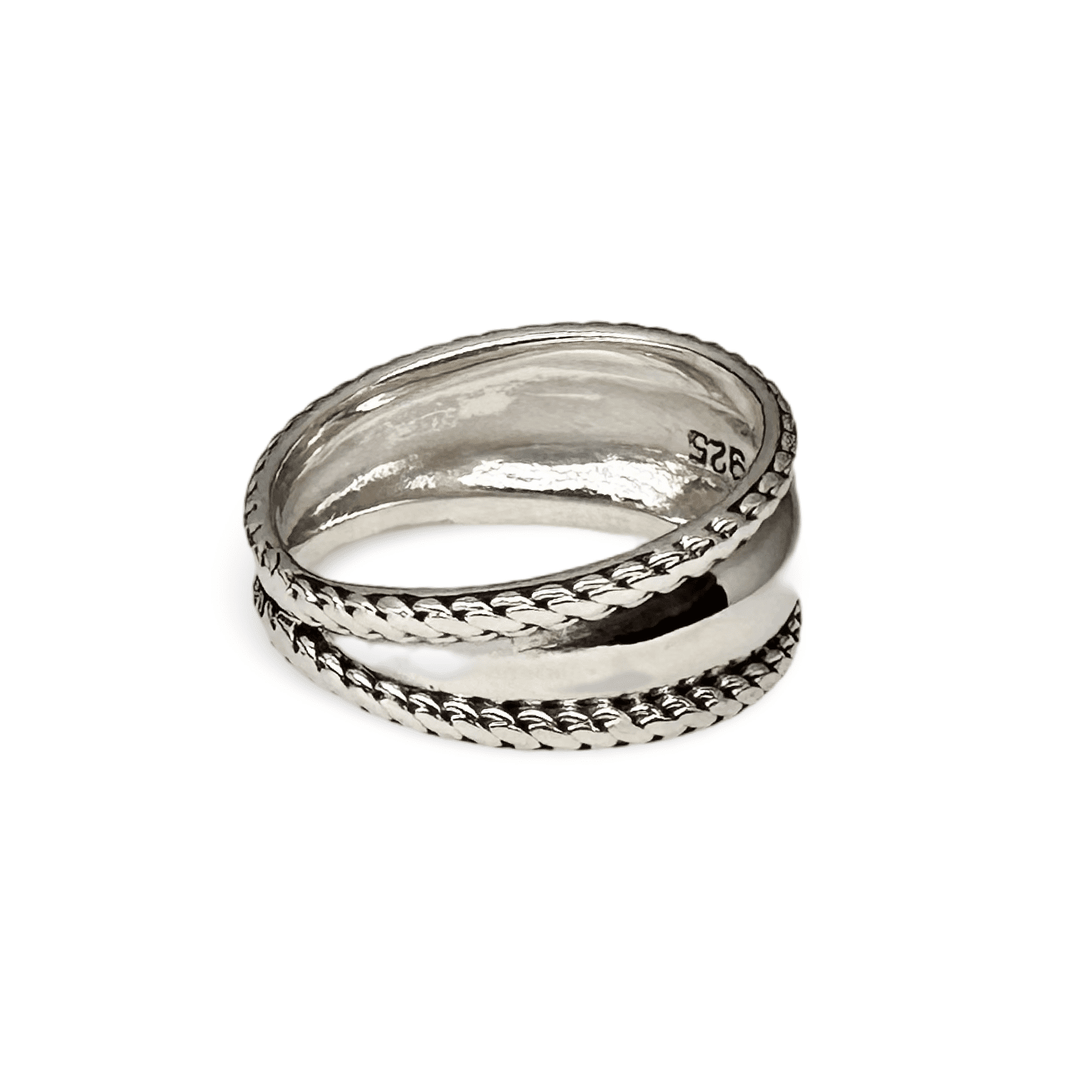 Massiver Silberring mit verziertem Rand - Atelier Tibet