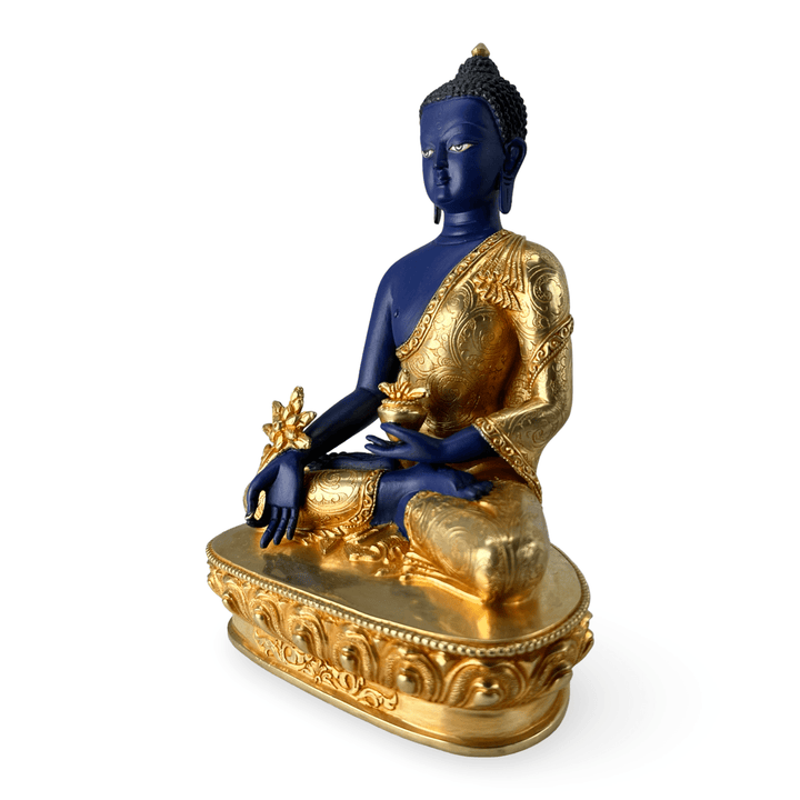 Medizin Buddha Statue aus Kupfer, feuervergoldet und bemalt - Atelier Tibet
